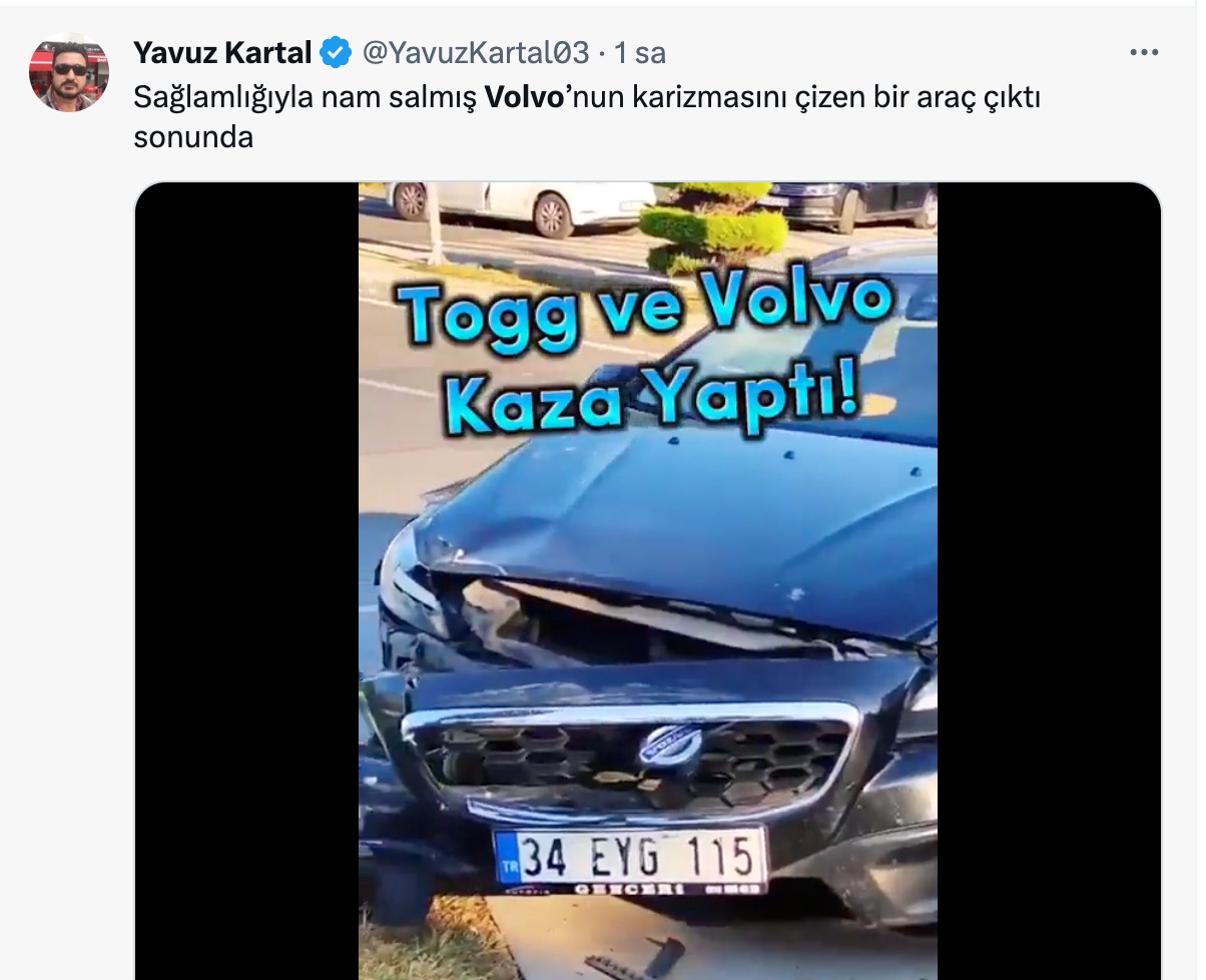 TOGG ve Volvo kaza yaptı Yorumlar efsane