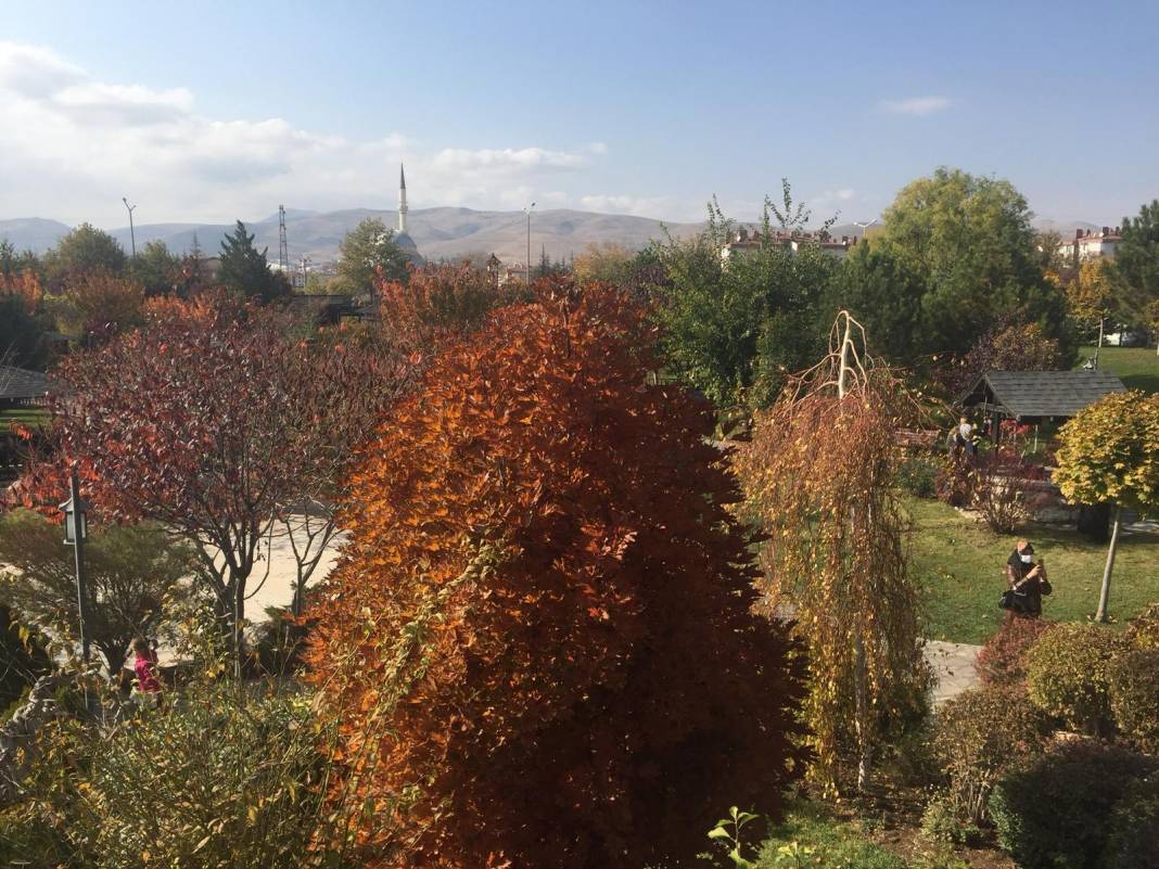 Konya’da sonbahar güzelliği! Yazdan kalma güneşli günlerin tadı renkten renge bürünmüş parklarda çıkartılıyor 1