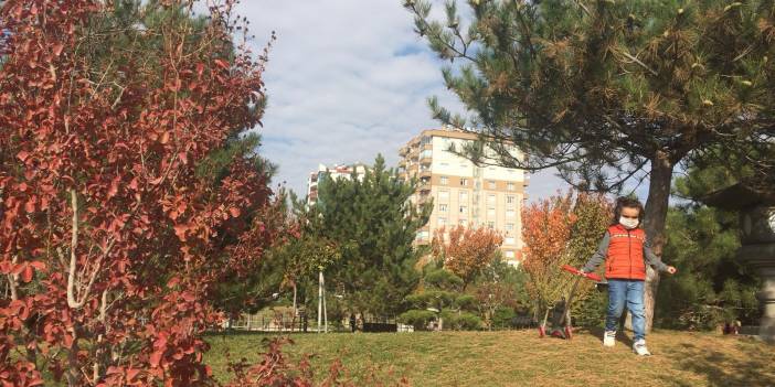 Konya’da sonbahar güzelliği! Yazdan kalma güneşli günlerin tadı renkten renge bürünmüş parklarda çıkartılıyor