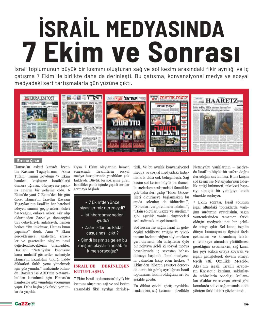 Gazze'de hayatına kaybeden gazetecilerin anısına: GaZZete 14