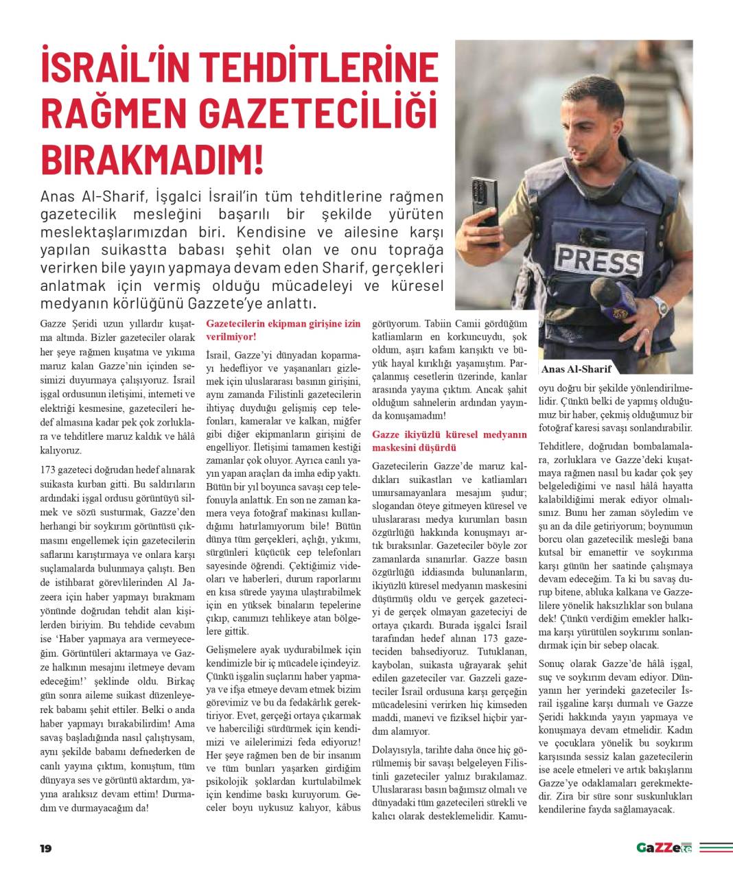 Gazze'de hayatına kaybeden gazetecilerin anısına: GaZZete 7