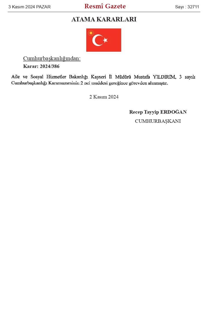 Bir çok kuruma atama kararı Resmi Gazete'de 13