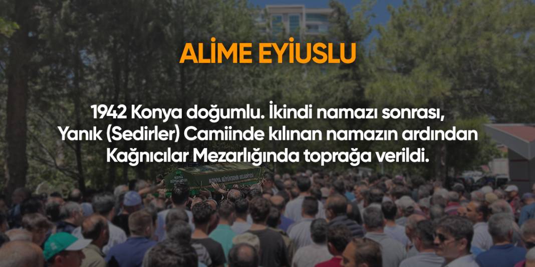 Konya'da bugün vefat edenler | 19 Aralık 2024 2