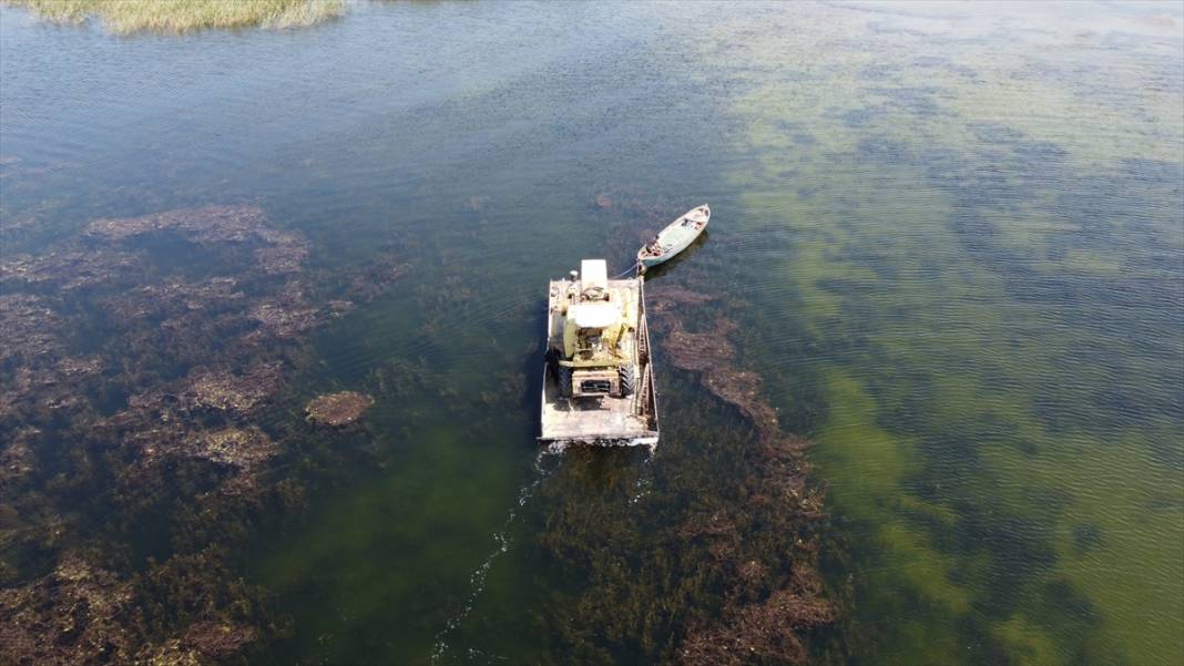 Adadaki hasadı tamamlayan biçerdöver Beyşehir Gölü'nde "yüzdürülerek" karşı kıyıya geçirildi 15
