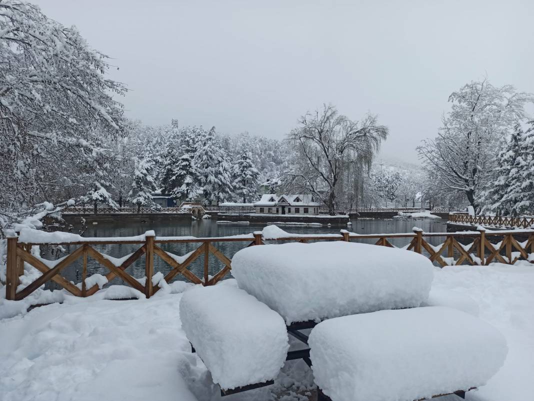 Konya Kuğulu Park'tan büyüleyen kar güzelliği 16