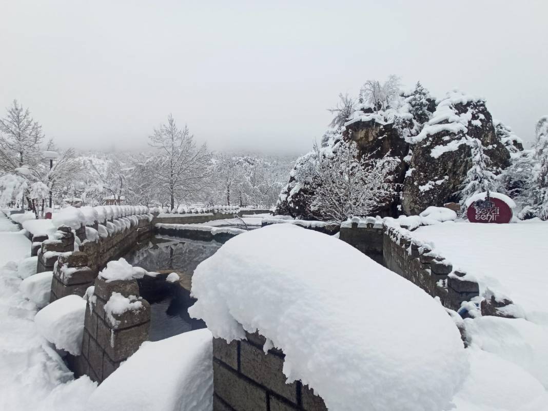 Konya Kuğulu Park'tan büyüleyen kar güzelliği 4