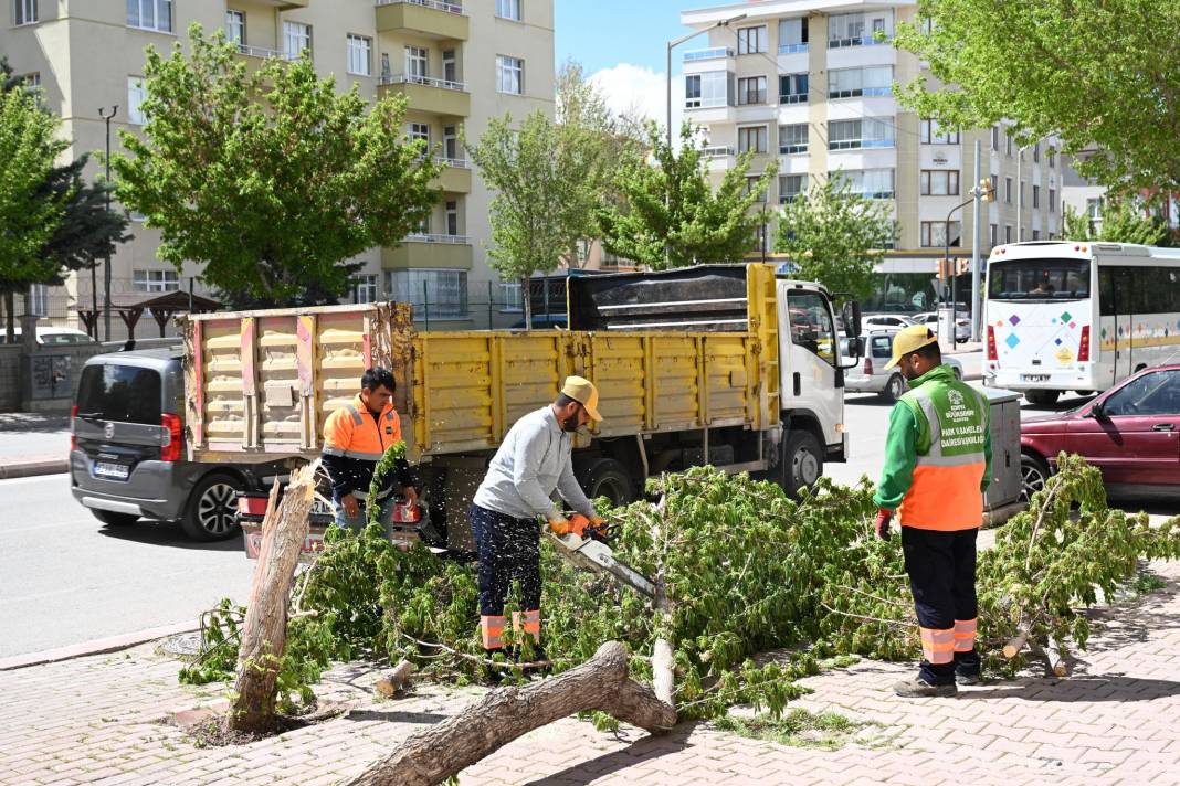 Konya’da hızı 90 kilometreyi bulan fırtına ağaçları yıktı, çatıları uçurdu 34