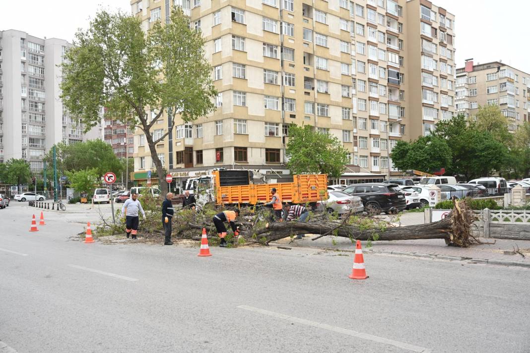 Konya’da hızı 90 kilometreyi bulan fırtına ağaçları yıktı, çatıları uçurdu 35