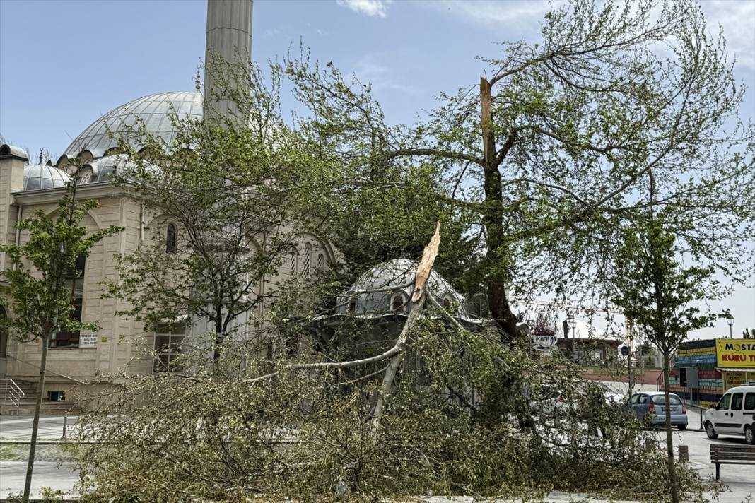 Konya’da hızı 90 kilometreyi bulan fırtına ağaçları yıktı, çatıları uçurdu 4
