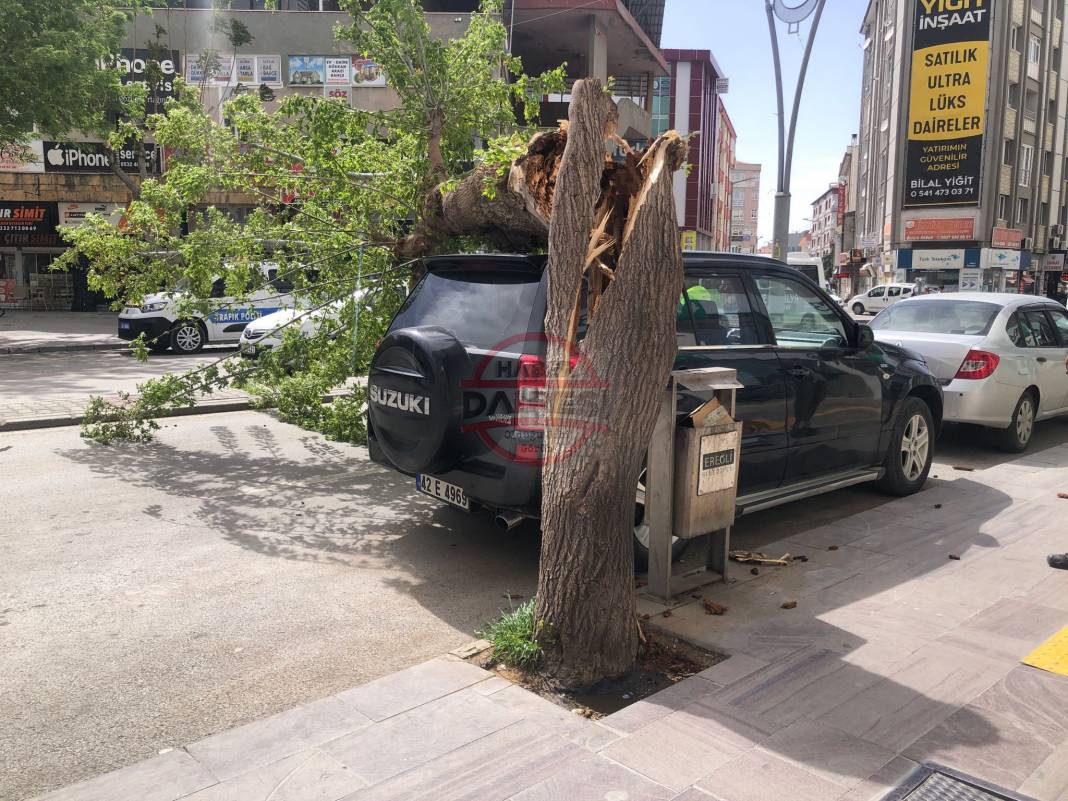 Konya’da hızı 90 kilometreyi bulan fırtına ağaçları yıktı, çatıları uçurdu 48