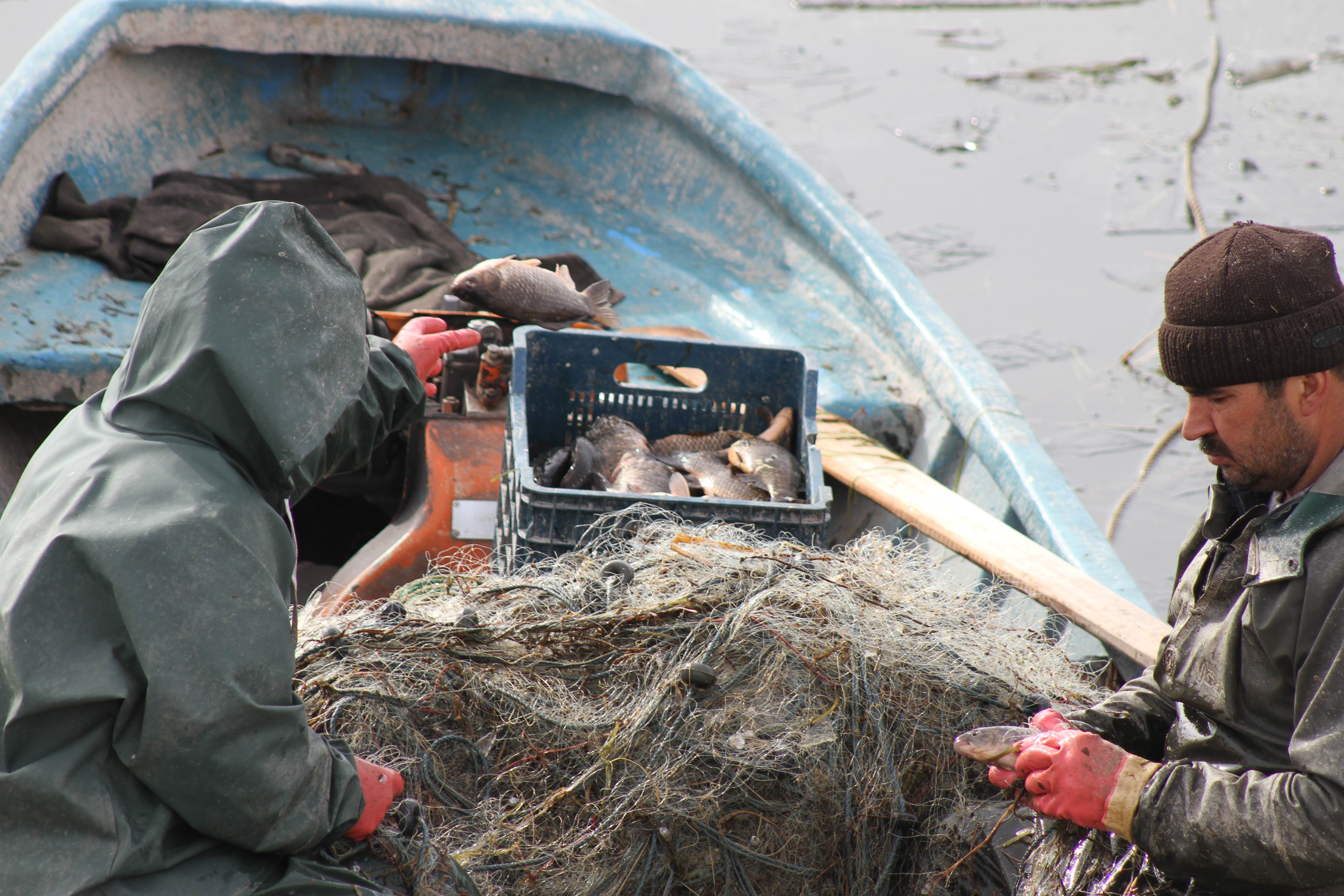 Beyşehir Gölü'nde balıkçıların buzlu ağlar arasında ekmek mücadelesi 13