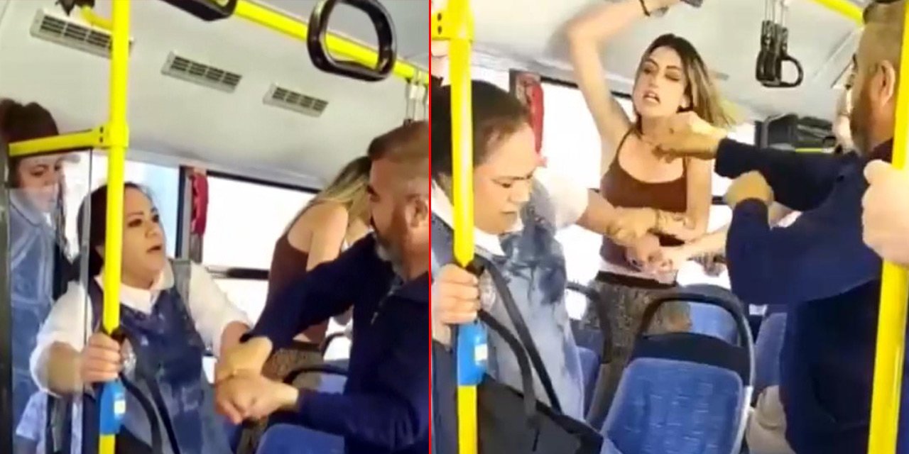 Belediye otobüsünde kavga! Ayırmak için araya girenler de nasibini aldı