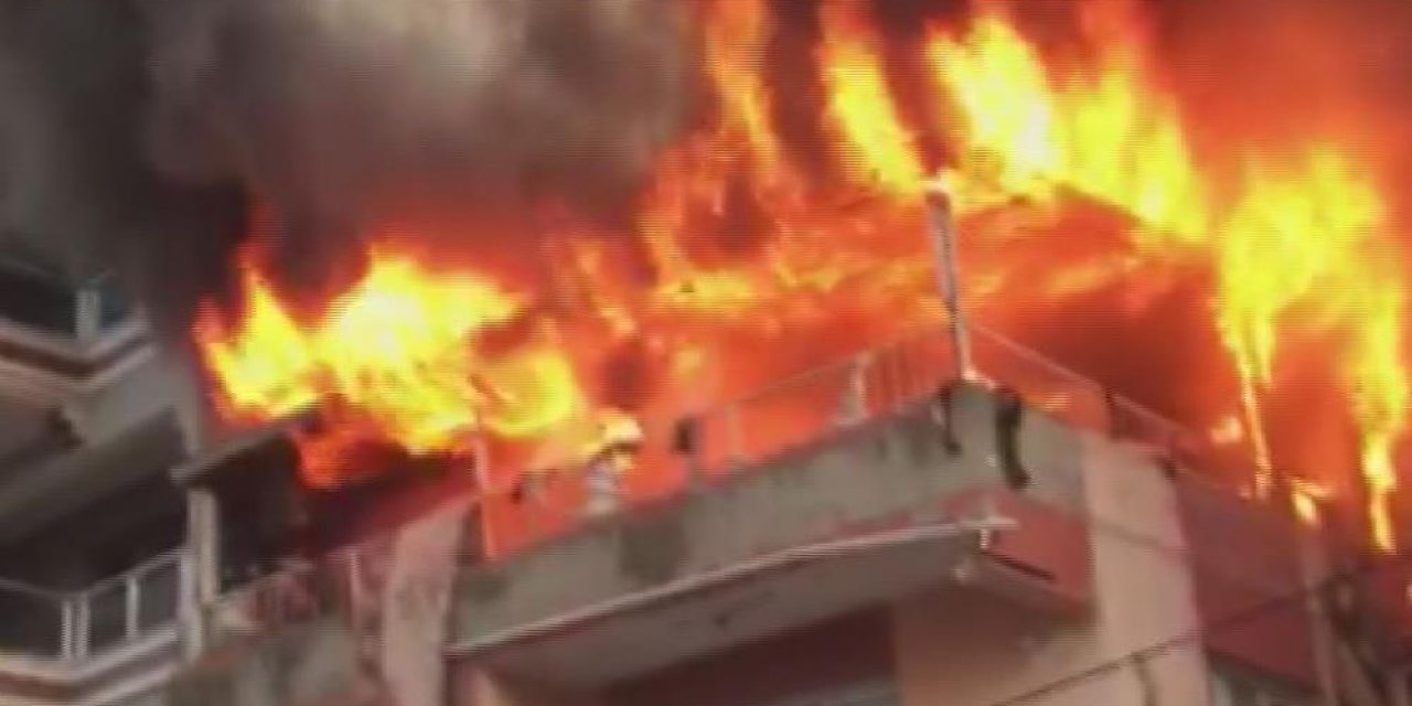 İki katlı binada korkutan yangın!