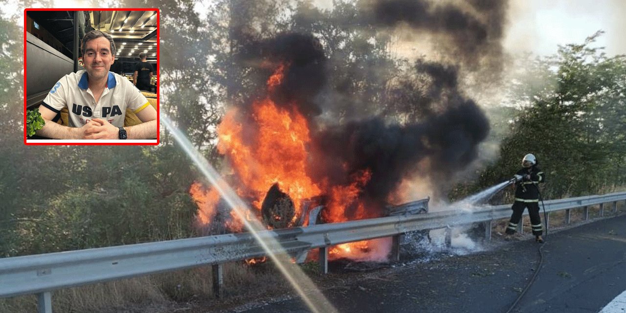 Bariyerlere çarpan otomobil alev aldı! Sürücü yanarak can verdi