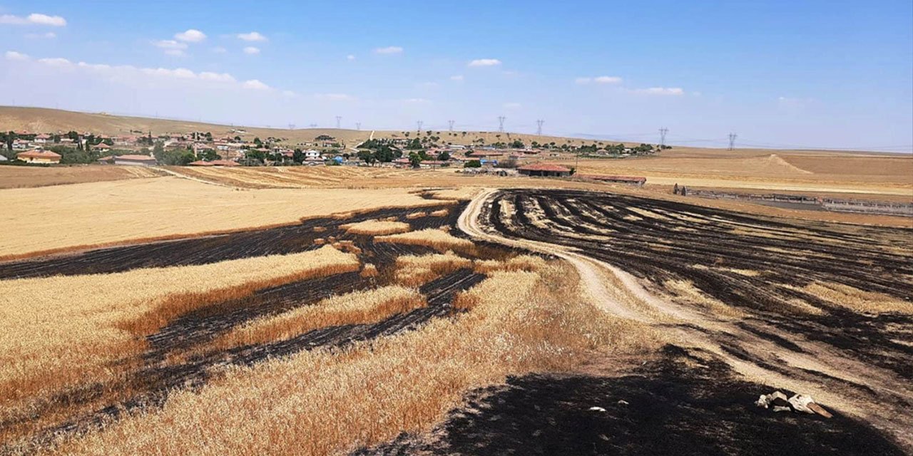 Konya’nın Kulu ilçesinde anız ve ekin yangını