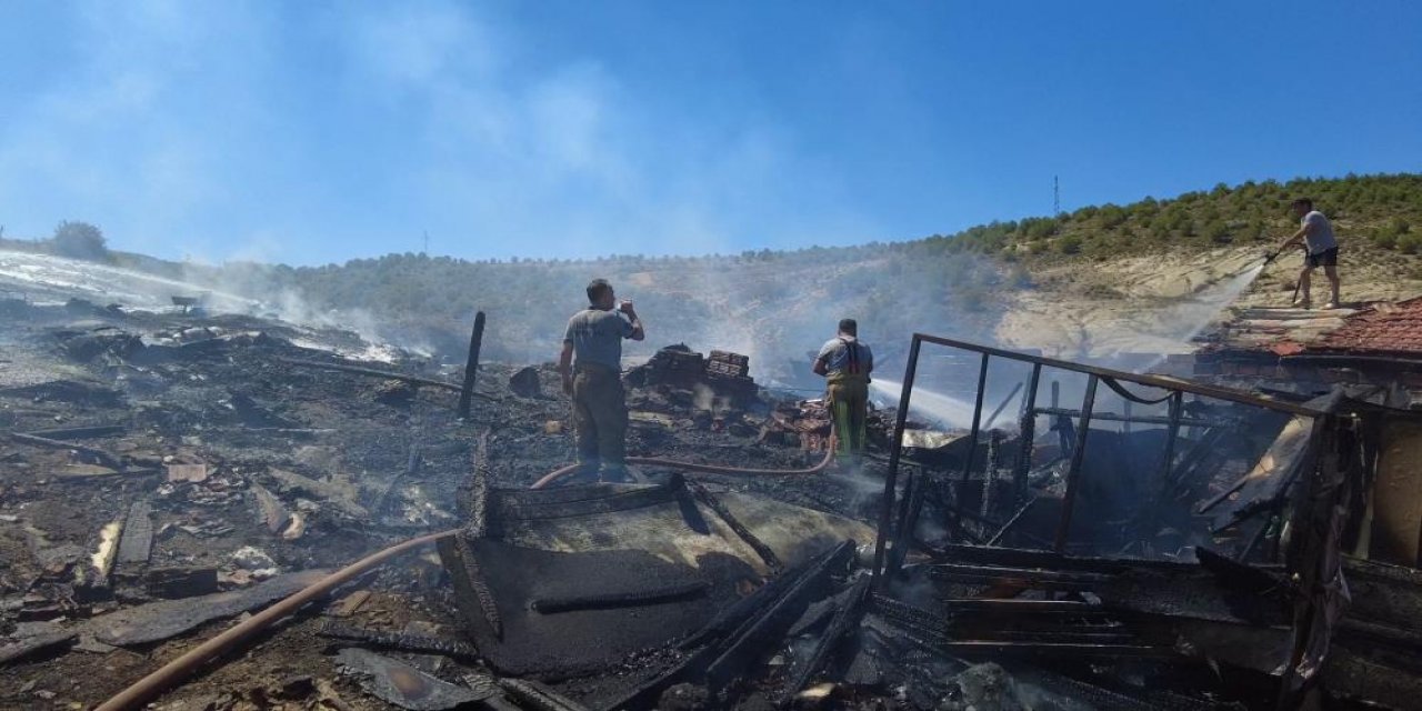 Çiftlikte yangın: 40 hayvan telef oldu