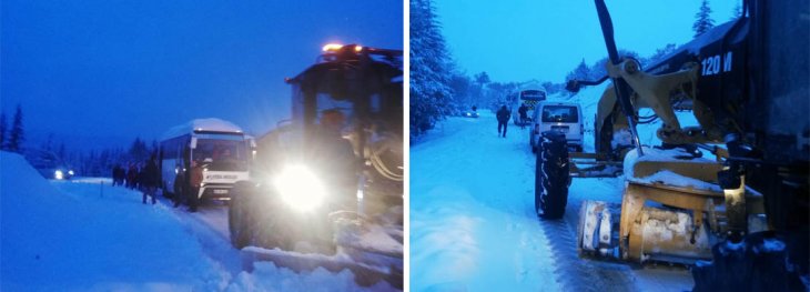 Konya’da karda mahsur kalan öğrencileri belediye ekipleri kurtardı