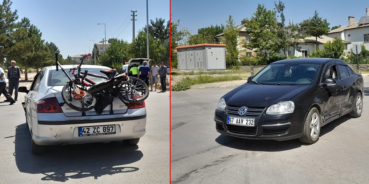 Konya’da 2 otomobil çarpıştı, 4 kişi yaralı kurtuldu
