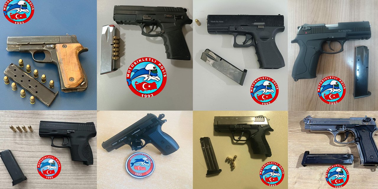 Konya’da polis denetimi! 30 ruhsatsız silah ele geçirildi