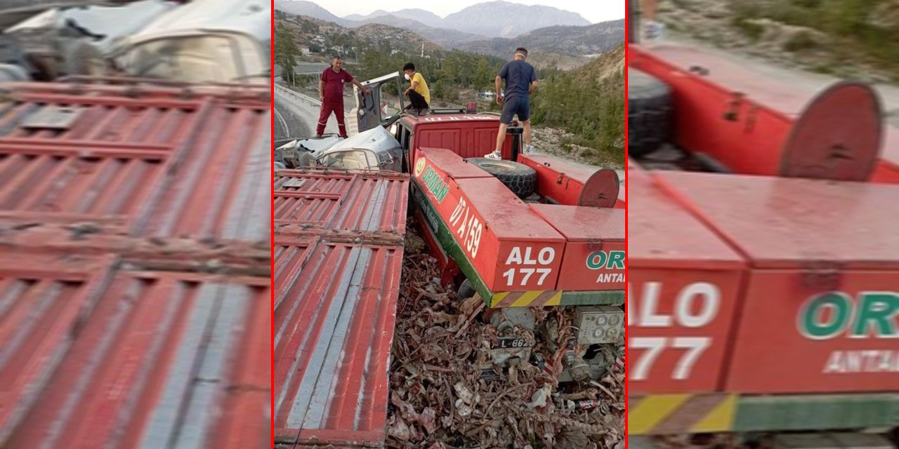 Yeni Konya-Antalya yolunda kamyon devrildi