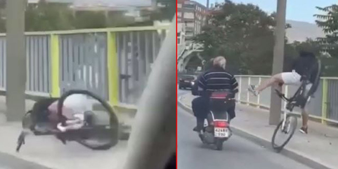 Konya’da 2 motosikletli, tartıştıkları bisikletli gence acımadı