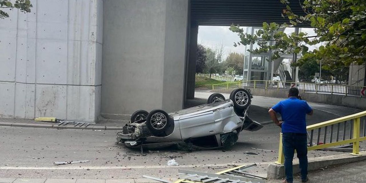 Konya’da ehliyetsiz sürücü arabayı köprüden uçurdu