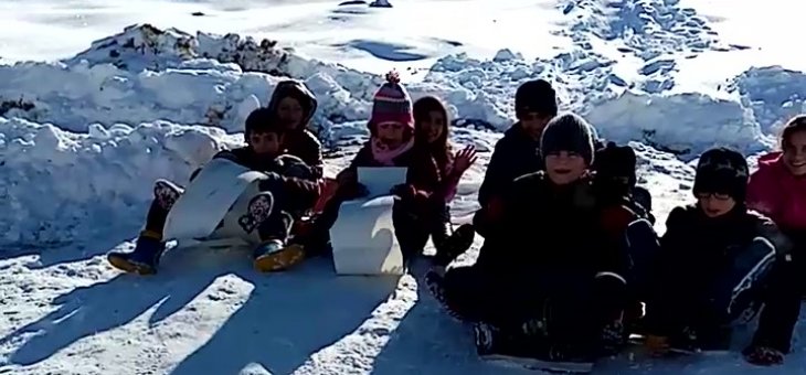 Konya’da çocukların, izlenmeye değer kar keyfi
