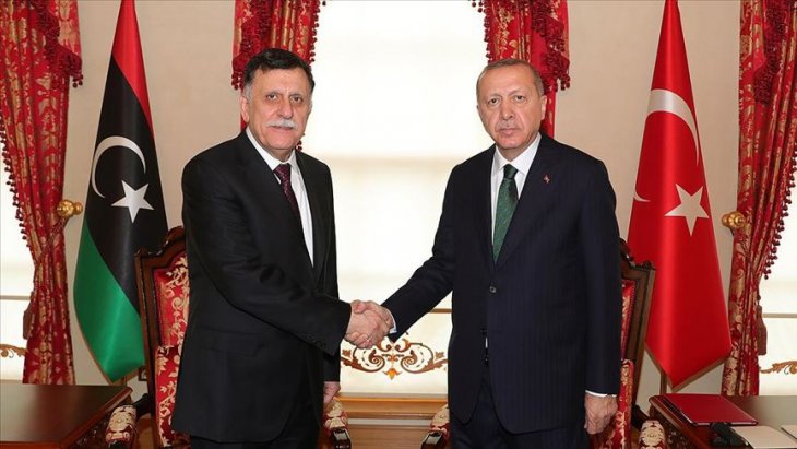 Erdoğan Libya UMH Başkanlık Konseyi Başkanı Serrac'ı kabul etti