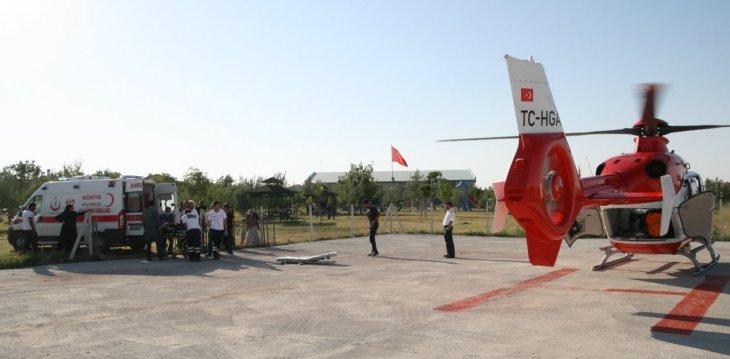 Konya’da hava ambulansı, kalp krizi geçiren hasta için havalandı