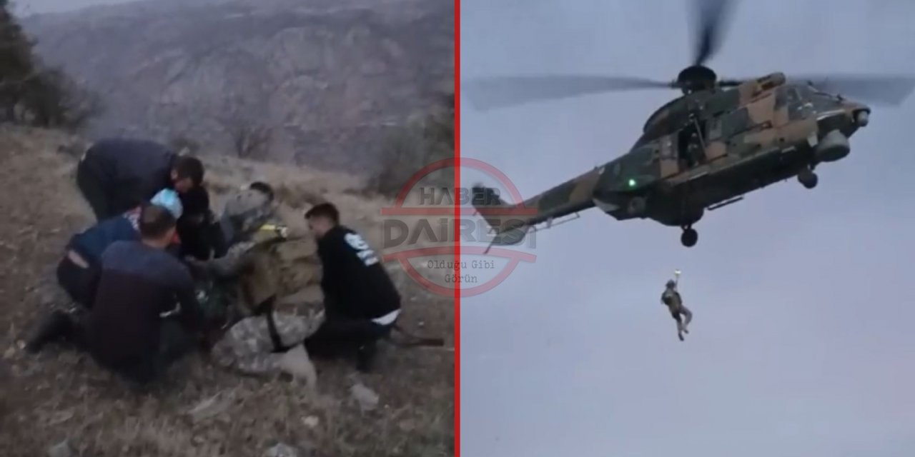 Konya'da askeri helikopterle nefes kesen kurtarma operasyonu
