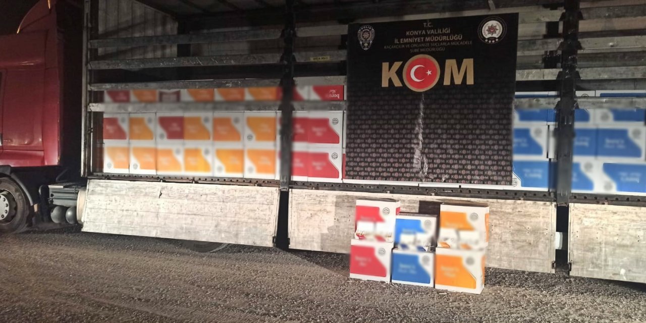 Konya’da bir TIR dolusu kaçak ürün ele geçirildi