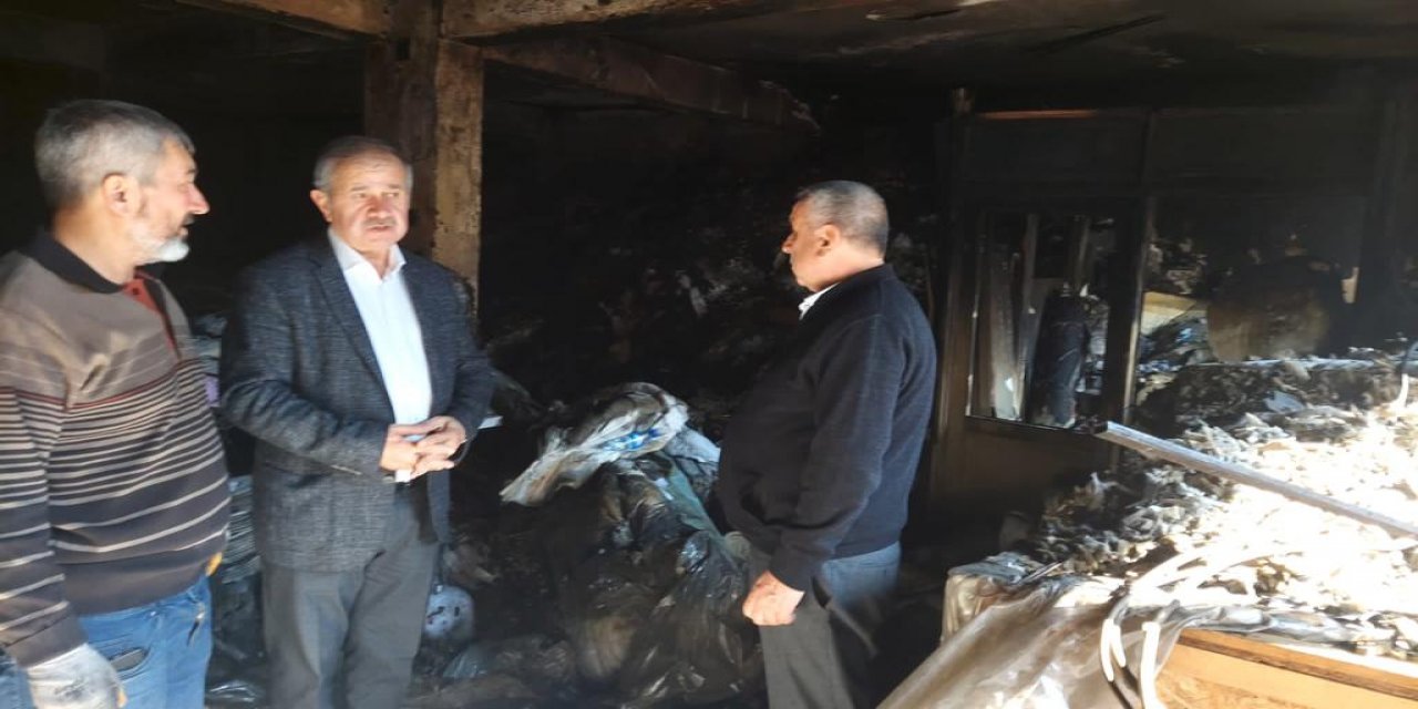Konya’da iş yeri yanan esnafa oda ve belediye desteği