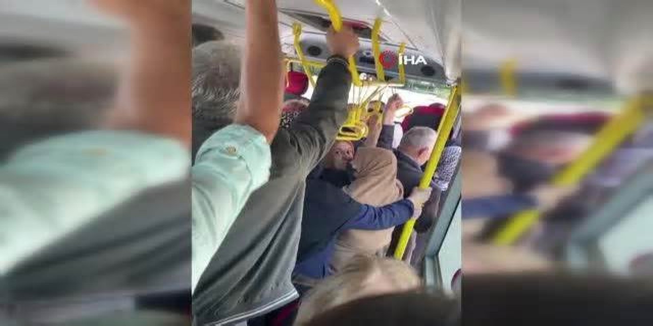 Dolu otobüste yolcunun tepki gösterdiği şoför hareket etmedi