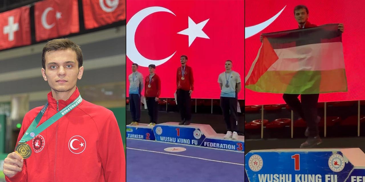 Türk sporcu kürsüde Filistin bayrağı açtı, dabka dansı yaptı