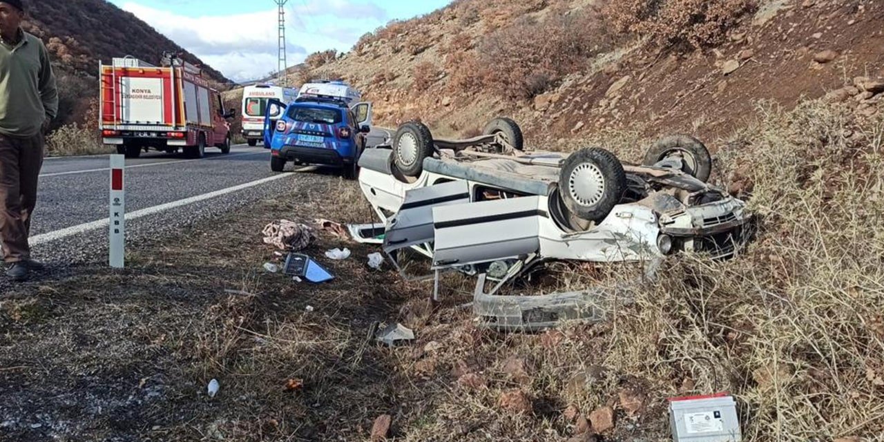 Konya’da otomobil kontrolden çıkıp takla attı! Yaralılar var