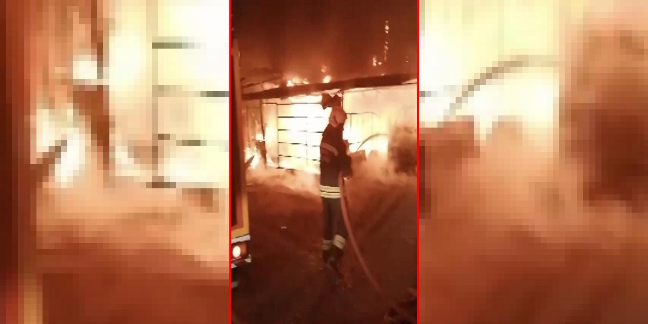 Konya’da oto yıkamacıda yangın! 2 araç demir yığınına döndü