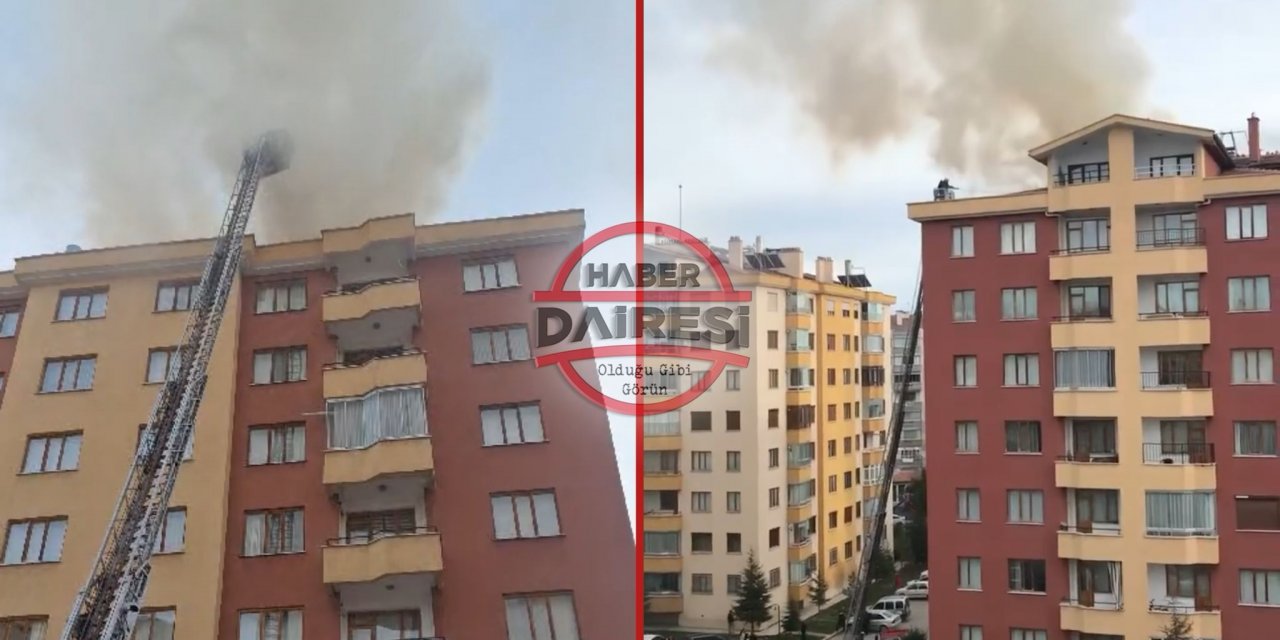 Konya’da 8 katlı binada korkutan yangın!