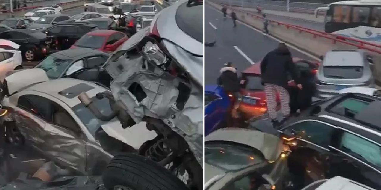 Otoyolda feci kaza! 100’den fazla araç birbirine girdi