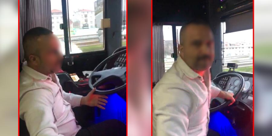 Otobüs şoförü direksiyonu bırakıp kadın yolcuya saldırdı