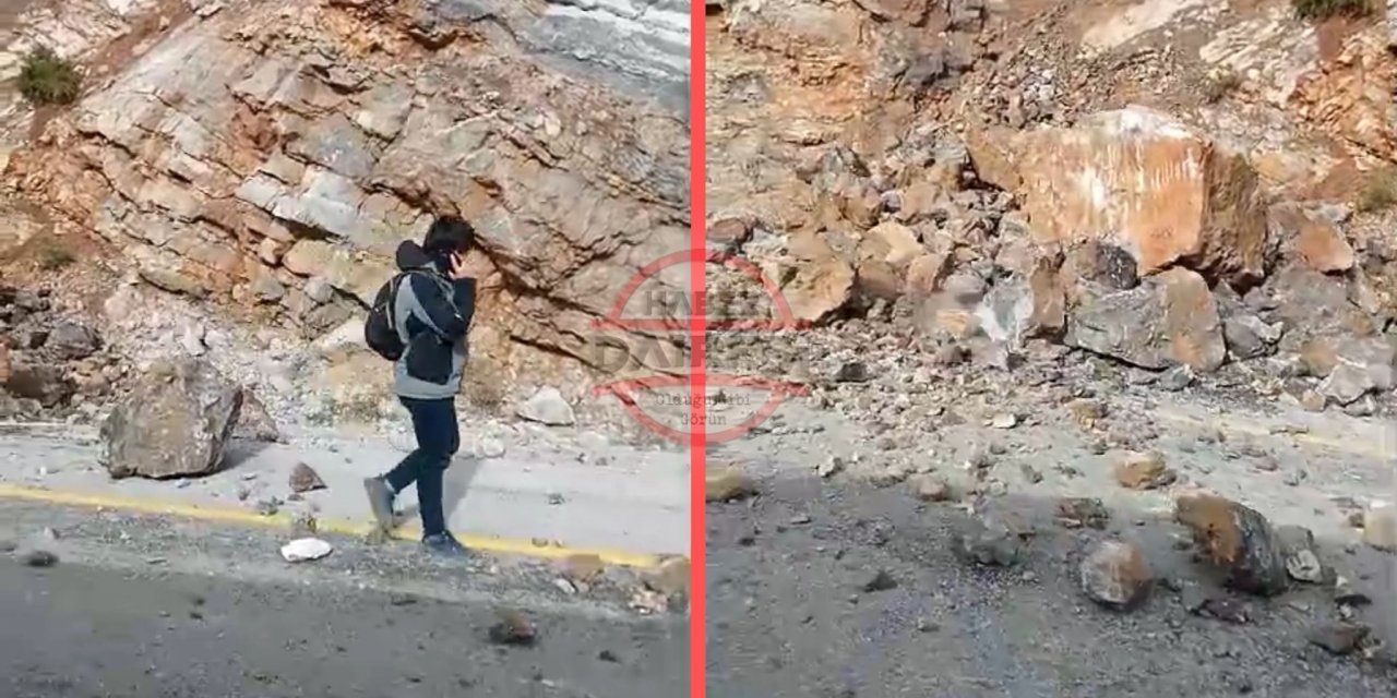 Konya’da heyelan! Kayalar şehirlerarası yola düştü