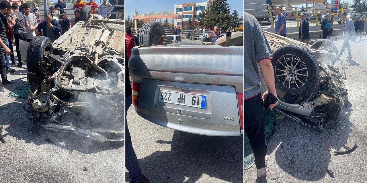 Konya’da otomobil alt geçitte bariyerlere çarpıp devrildi