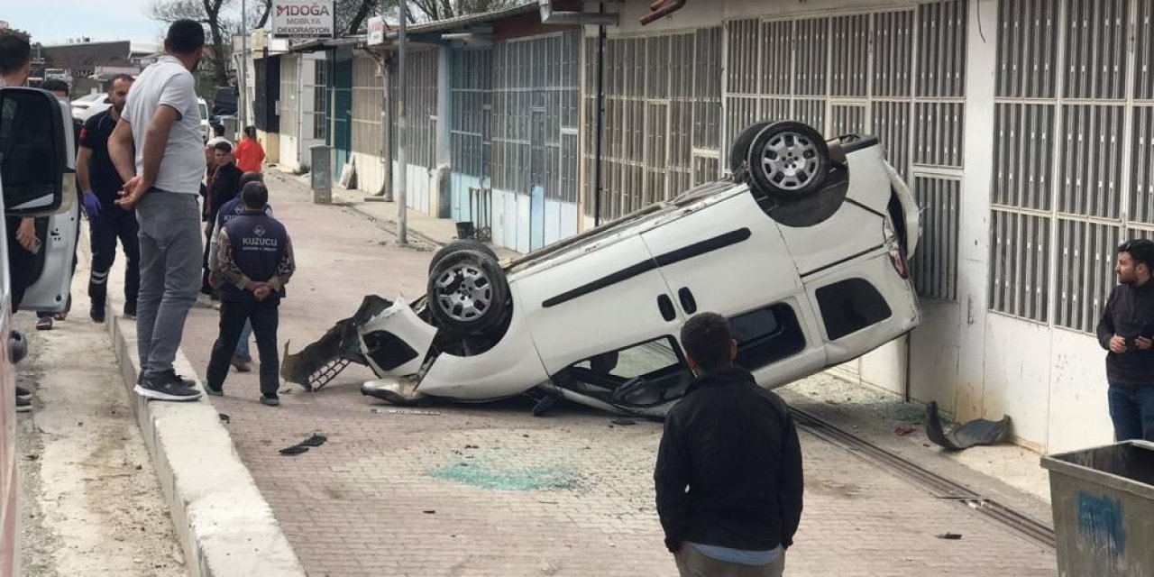 Konya’da sanayi sitesinde araç takla attı