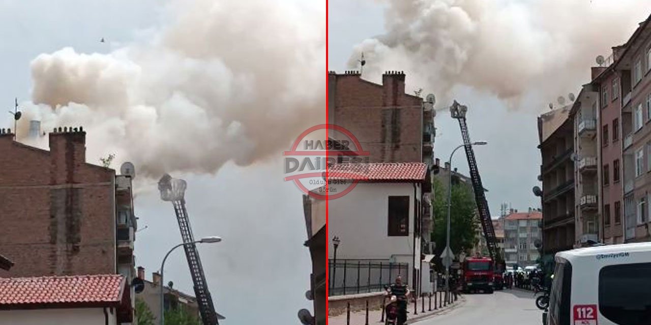 Konya’da 4 katlı binada yangın!