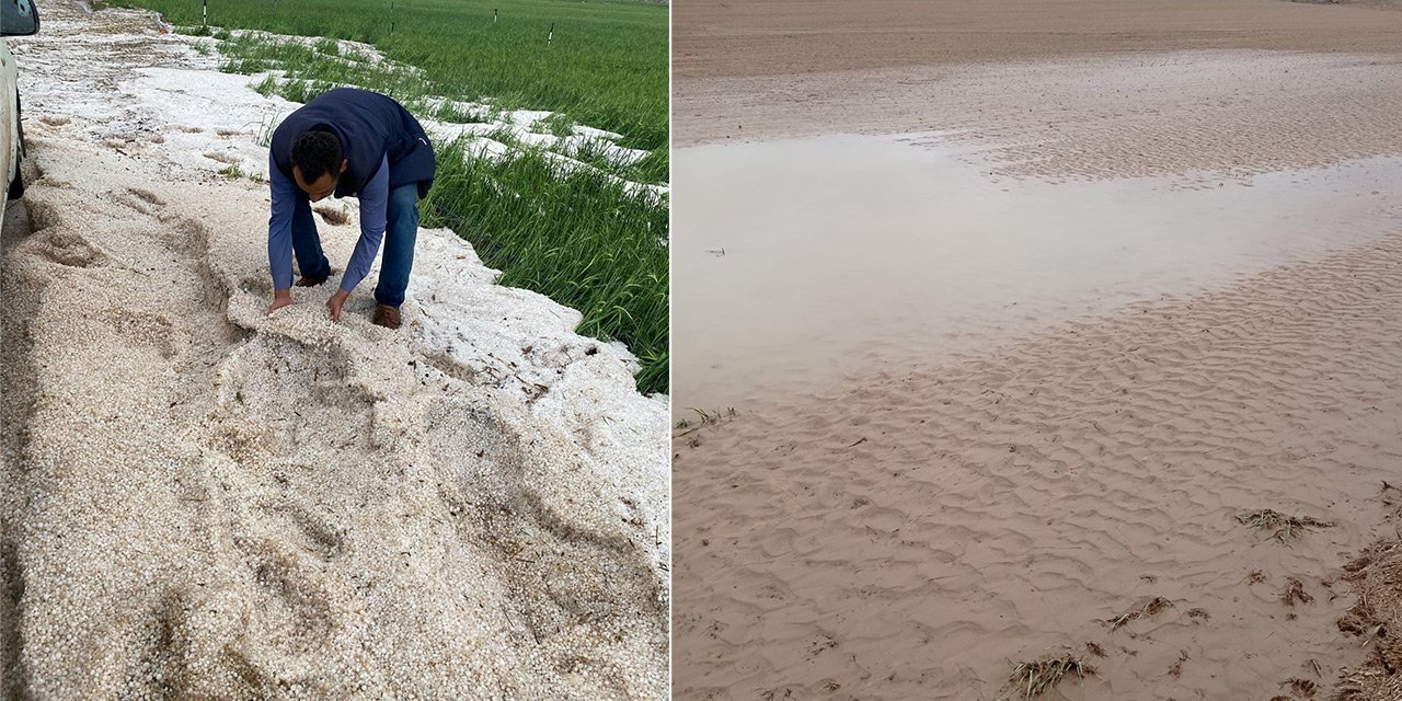 Konya’da tarım arazilerini dolu ve sel vurdu