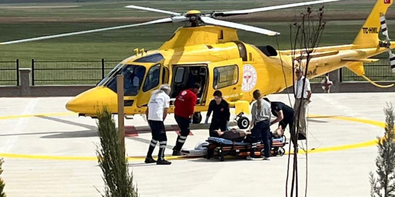 Konya’da kalp krizi geçiren hasta için helikopter ambulans havalandı