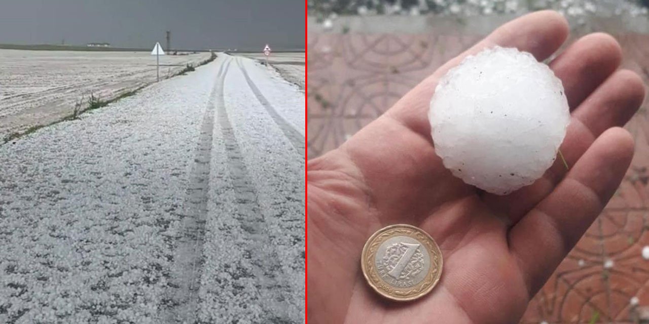 Konya’nın iki ilçesinde ceviz büyüklüğünde dolu yağdı