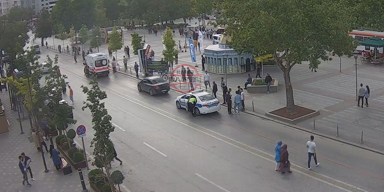 Konya’nın en işlek bölgesinde otomobil yayaya çarptı