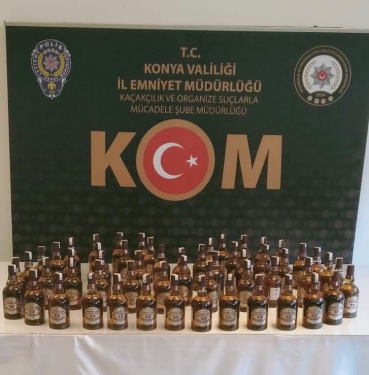 Konya’da kaçak içki operasyonu! 18 bin lira değerinde, 76 şişe…