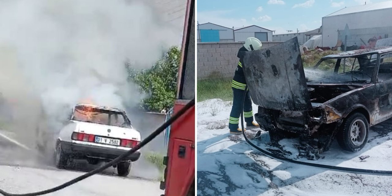 Konya’da seyir halindeki otomobil alevlere teslim oldu