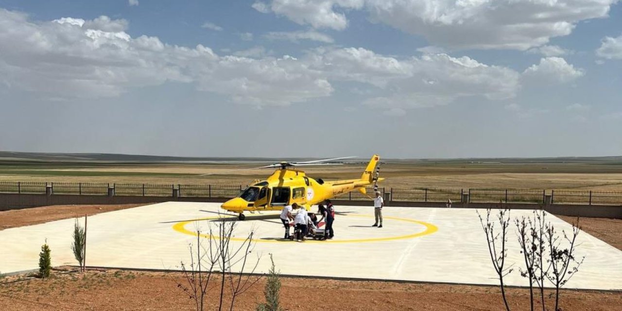 Konya'da ambulans helikopter kalp krizi geçiren hasta için havalandı